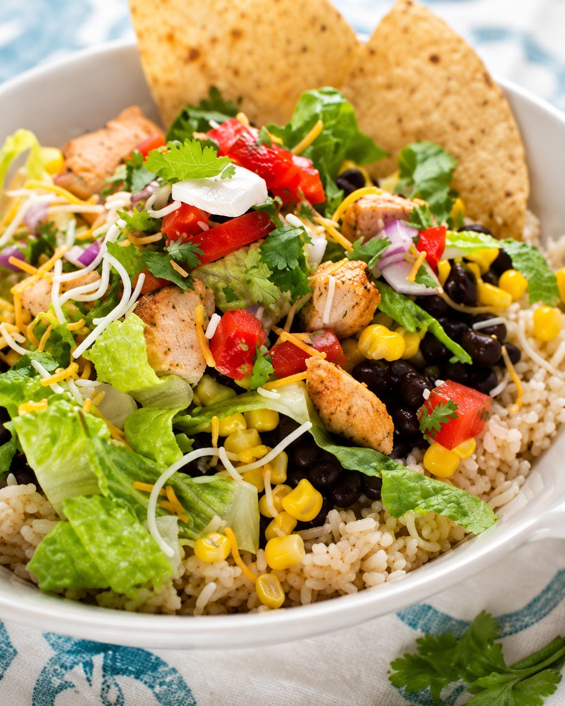 Loaded taco meal in a bowl