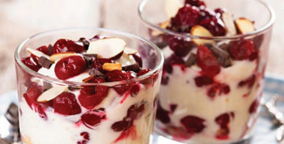 Cherry almond yogurt parfait
