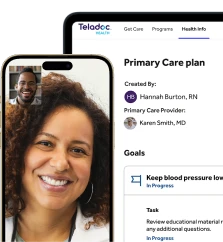 Primary care plan screen on mobile app