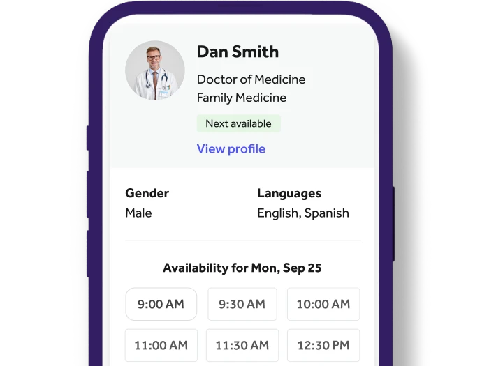 App screen showing provider availability