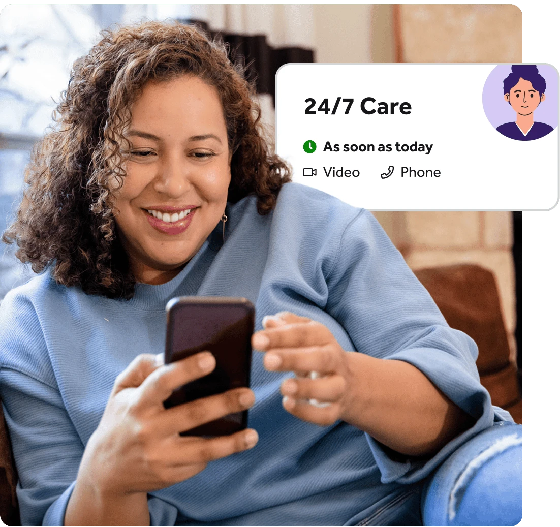  Woman using Teladoc Health app