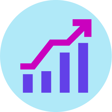 Spot illustration of a rising chart with an arrow going up and to the right
