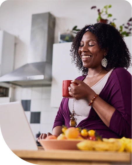 Woman laughing while on video call