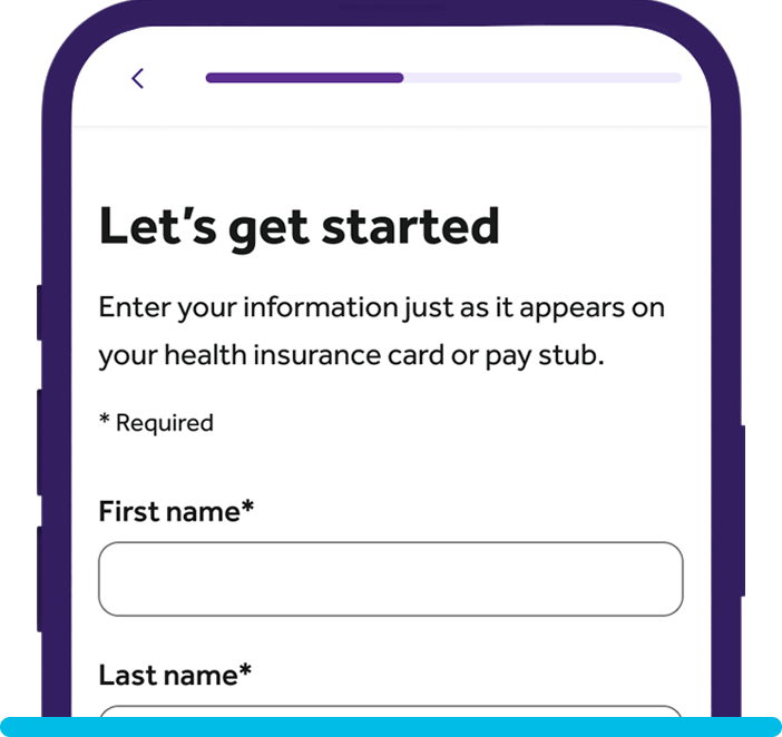 Partial phone screen saying "Let's get started"
