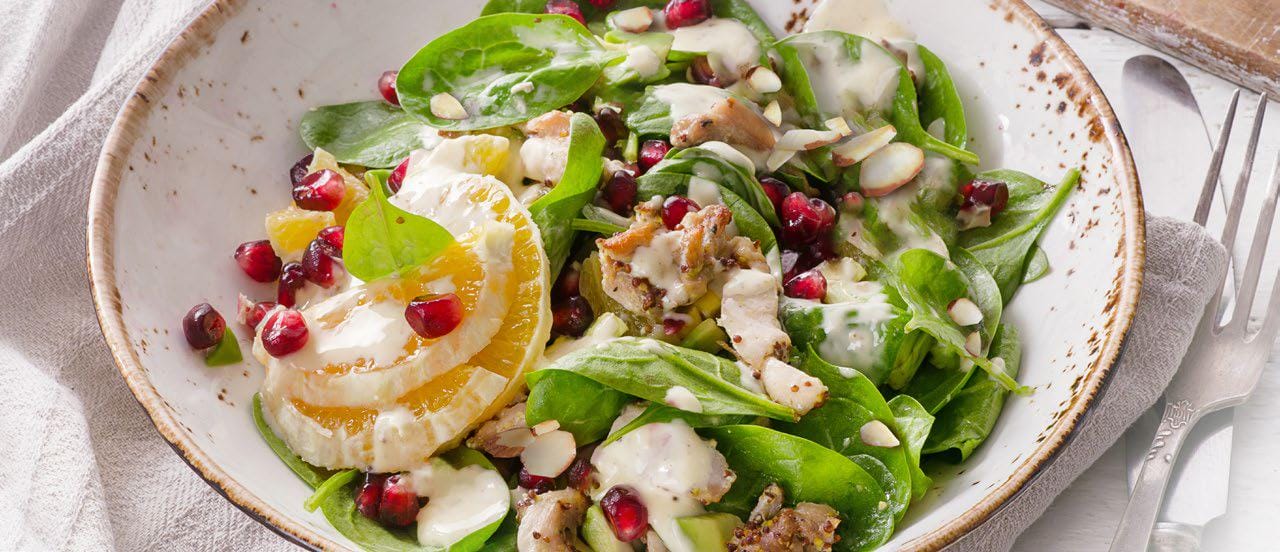 Fennel-pomegranate salad with grilled chicken