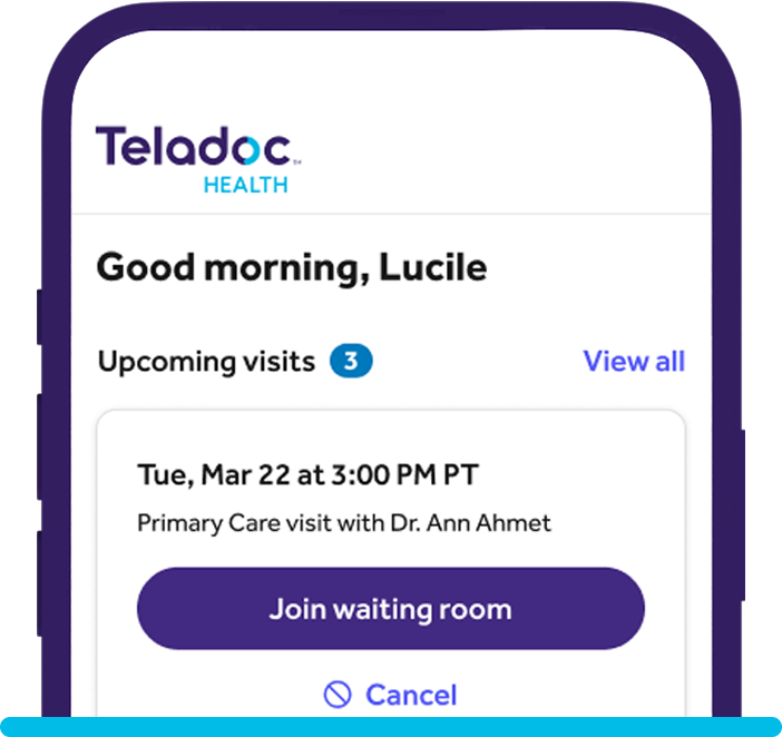 Screenshot of Teladoc Health app