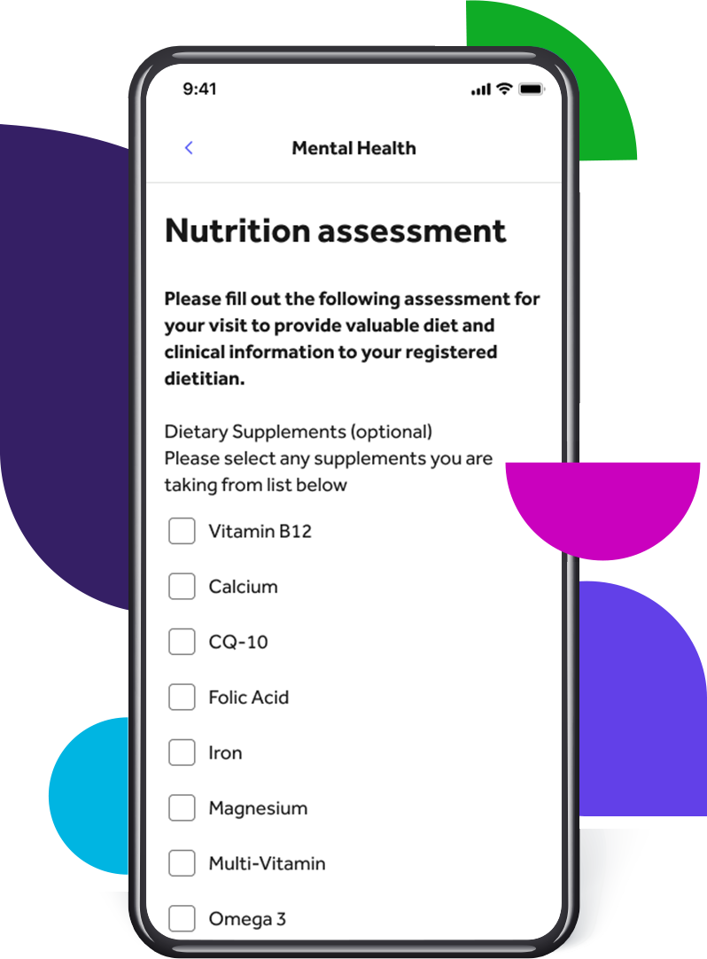Nutrition app screen