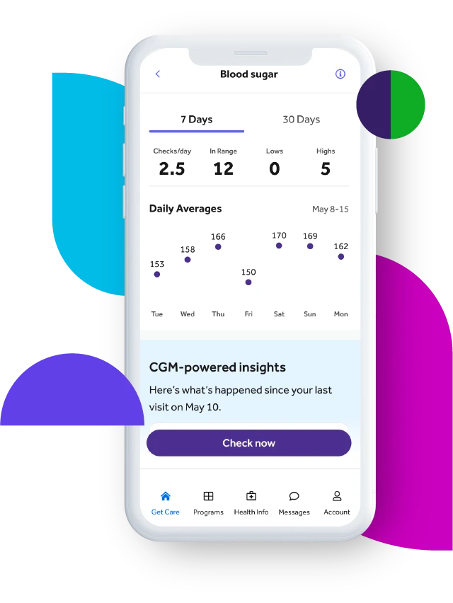 Phone with the Teladoc app on showing blood sugar results