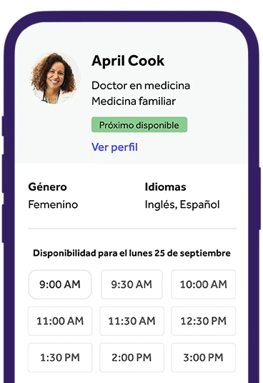 A screenshot of the Teladoc Health app while a user makes an appointment with a healthcare provider.