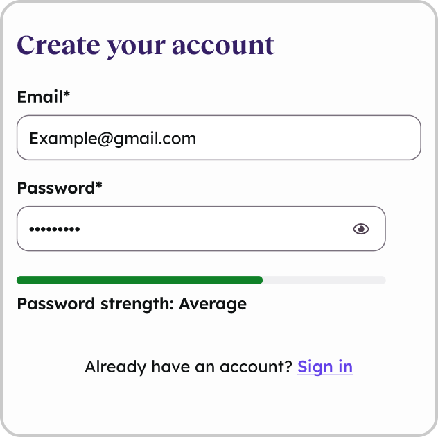 Illustration of account registration form for virtual allergy care.