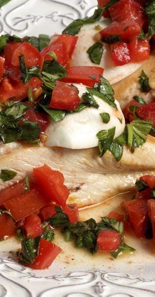 Balsamic glazed chicken with tomatoes and mozzarella