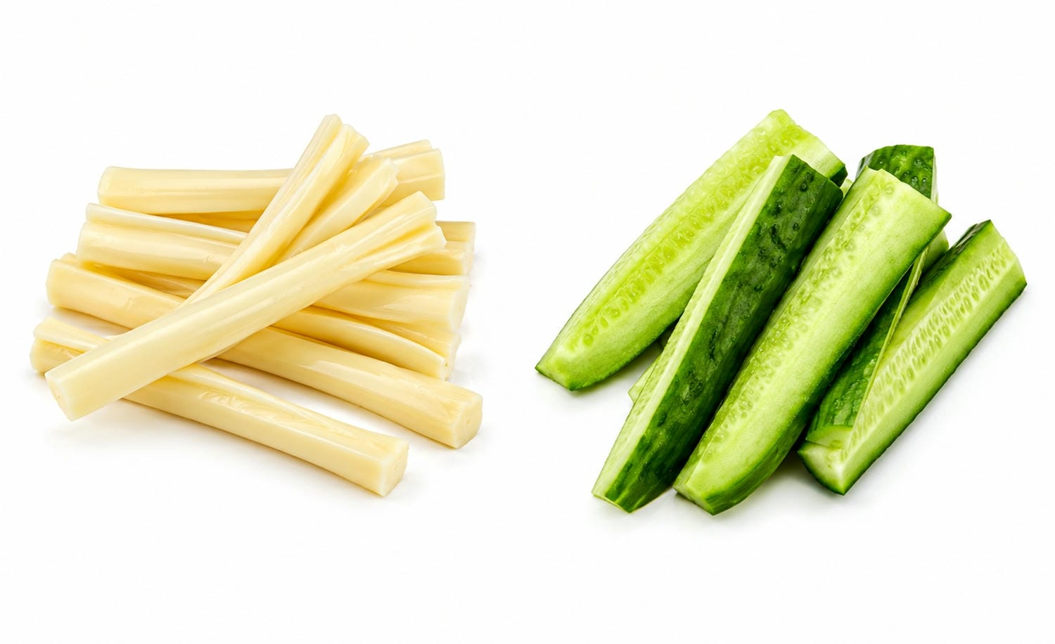 String cheese and cucumber wedges