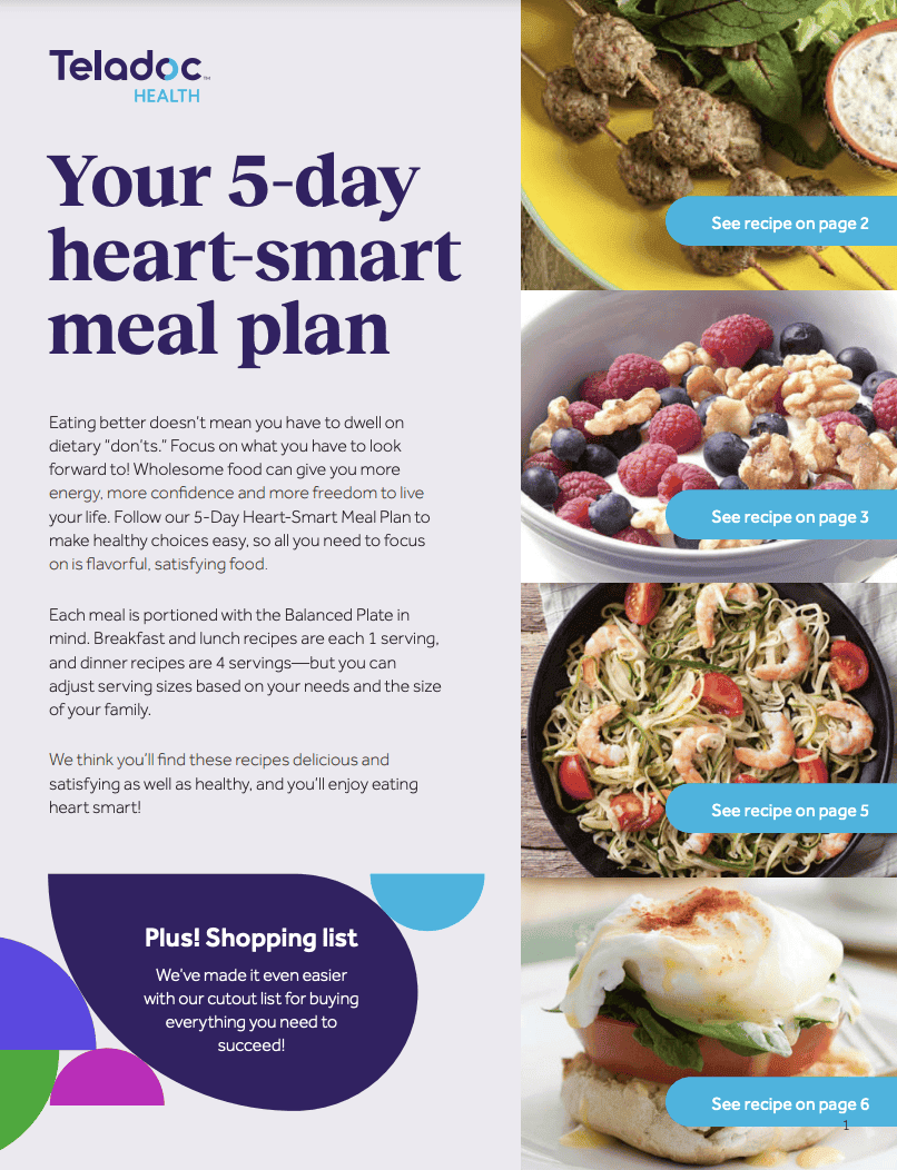 Su plan de 5 días de comidas saludables para el corazón