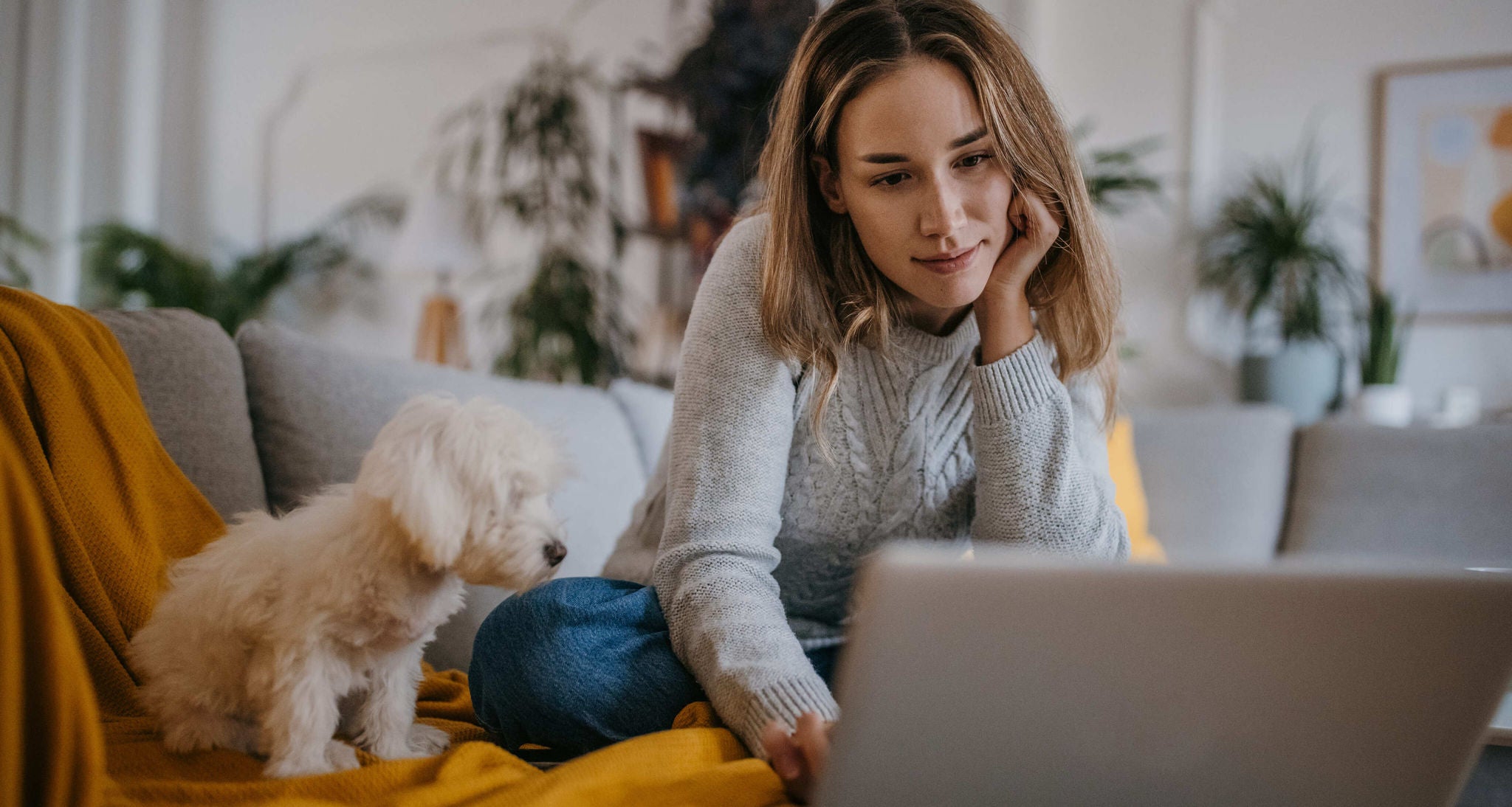 Woman using a laptop