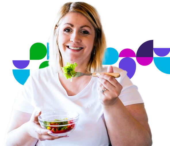 Woman eating a salad