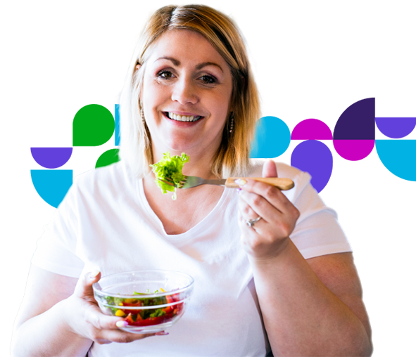 Woman eating a salad