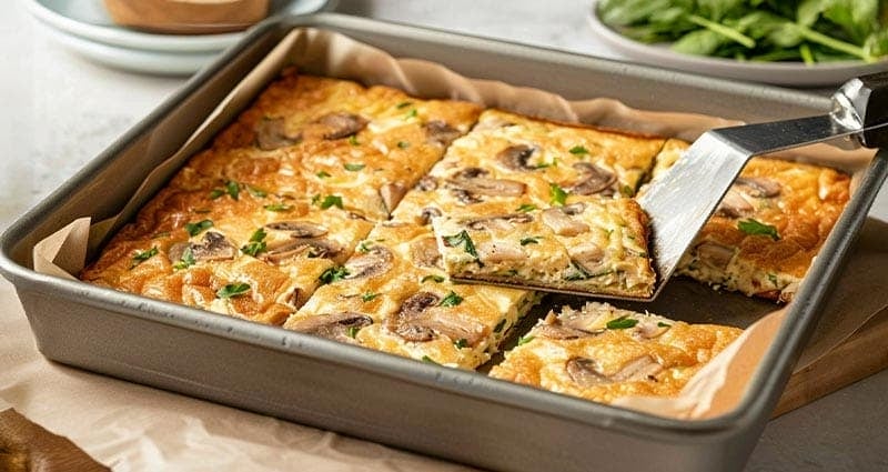 Calm your mind with foods: mushroom and spinach frittata