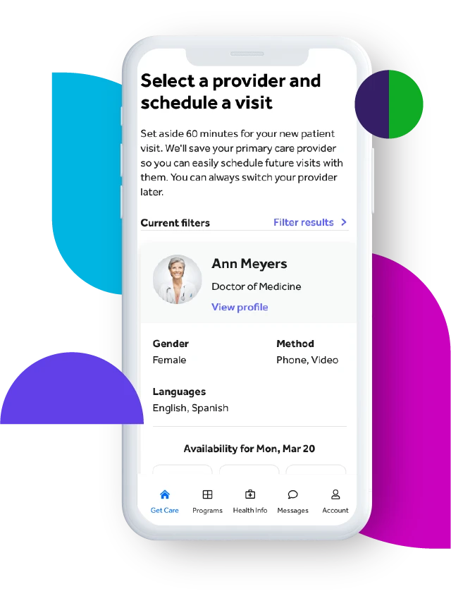 Phone with the Teladoc app on