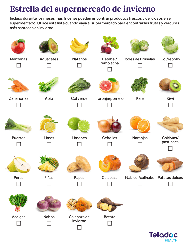 Lista de compras de comestibles de invierno