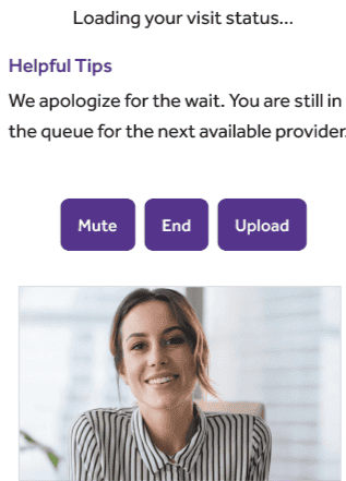 Image showing what it looks like when loading your visit status. 