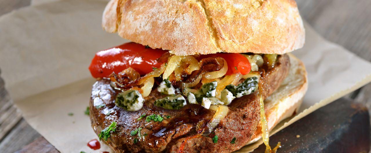 Red white and blue hamburger