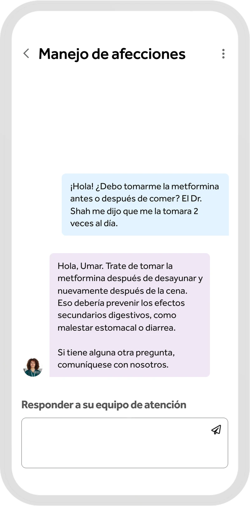 Condition management app messaging 