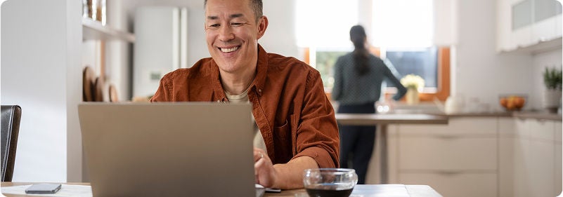   Patient using a tablet at home for a virtual follow-up with a healthcare provider.