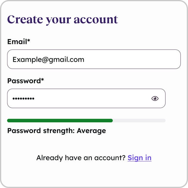 Illustration of account registration form for virtual allergy care.