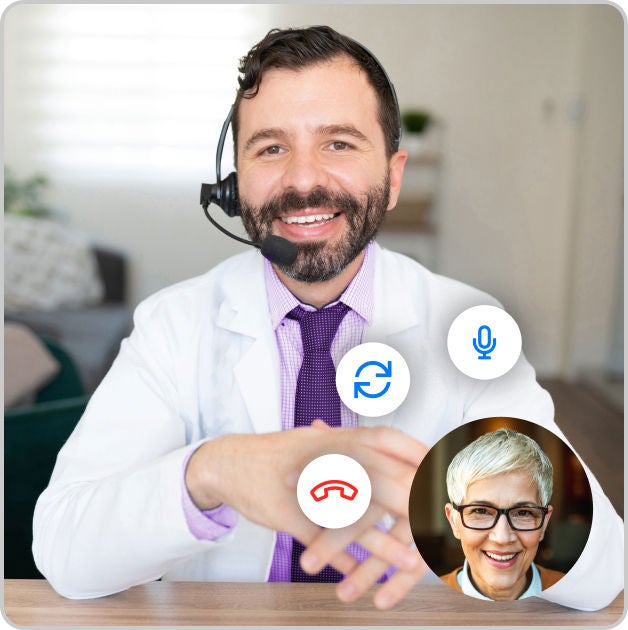 Woman speaking with a healthcare provider during a virtual visit.