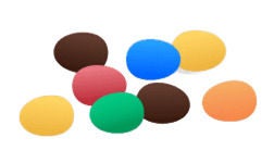 Assorted colorful candy-coated chocolate pieces illustration
