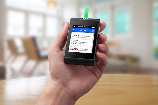 Product photos of Livongo meter and accessories