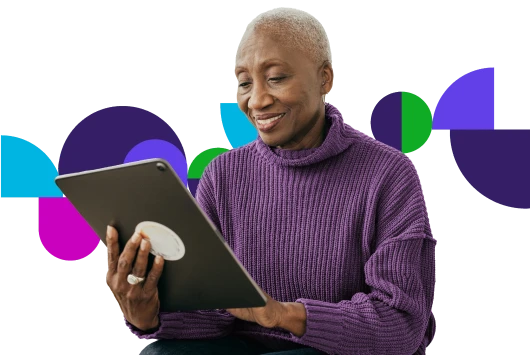 Woman looking at her device