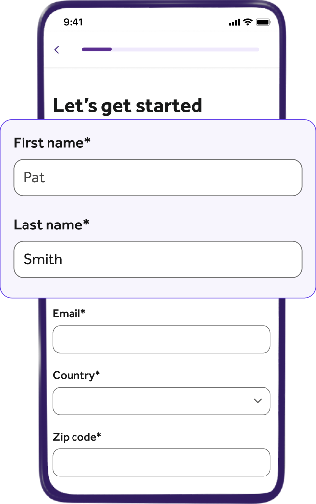 Phone screen showing registration on the Teladoc Health app