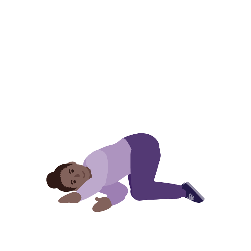  Ilustración de un hombre haciendo un ejercicio o estiramiento en el suelo, apoyado de lado con una pierna flexionada.