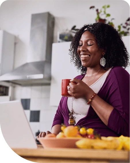 Woman laughing while on video call
