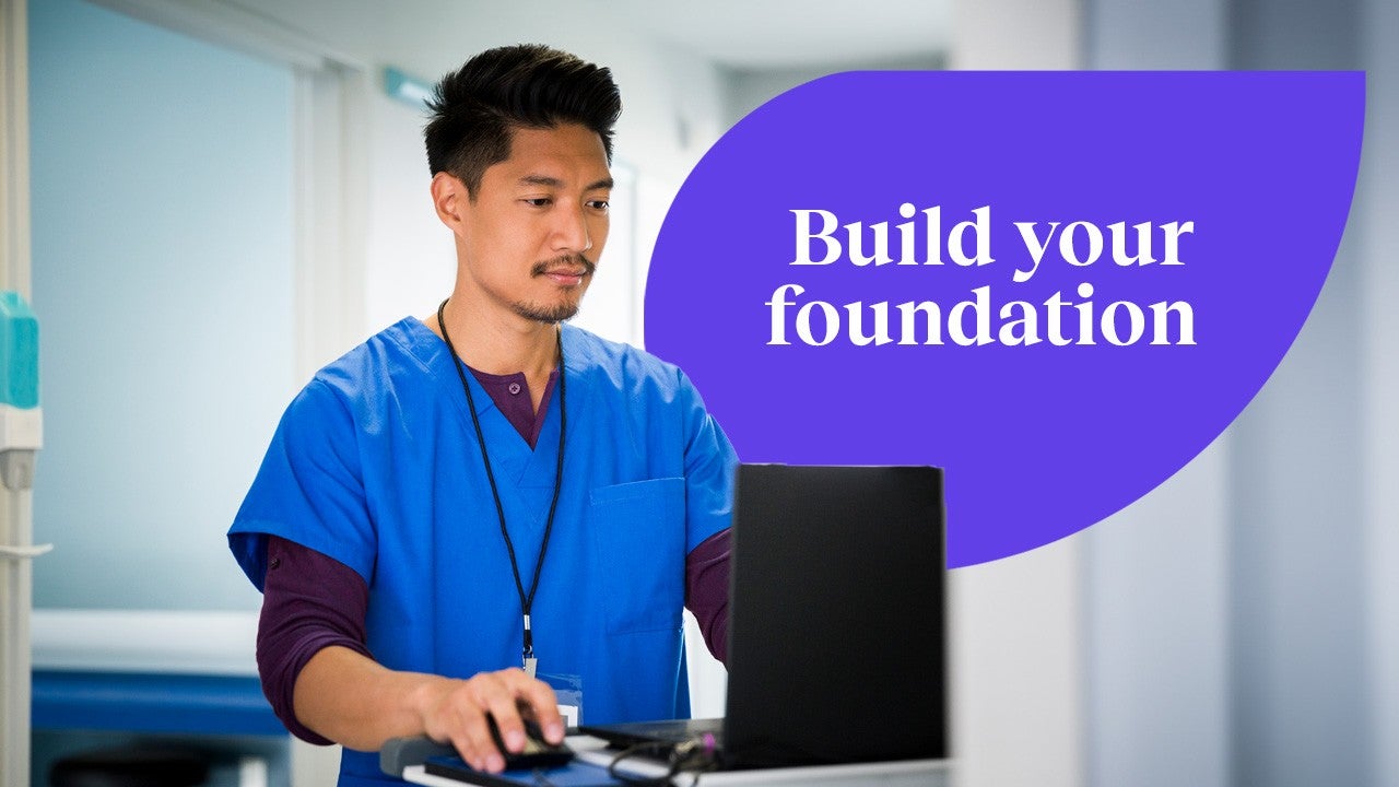 Medical professional working on computer