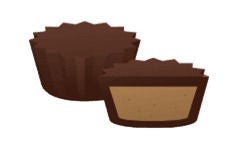 Two chocolate peanut butter cup treats illustration