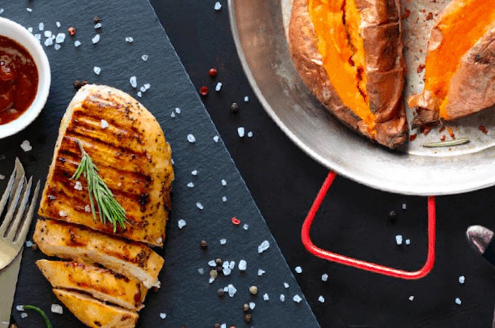 Chipotle barbecue chicken with crispy kale & sweet potato