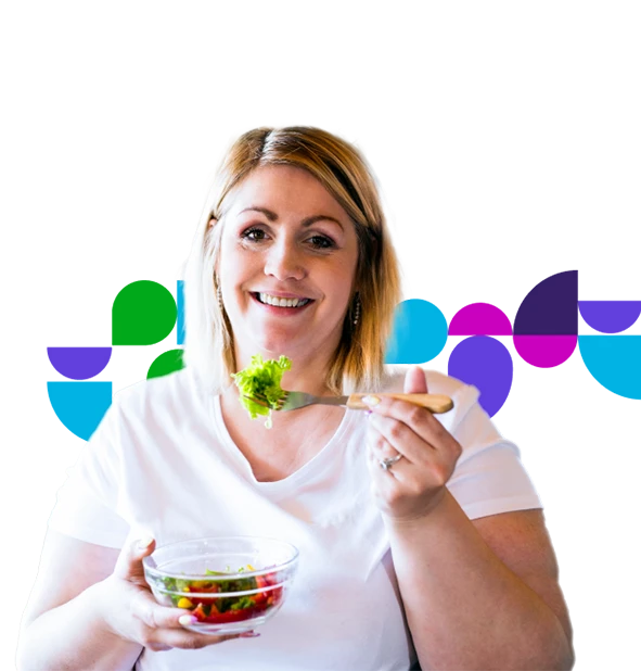 Woman eating a salad