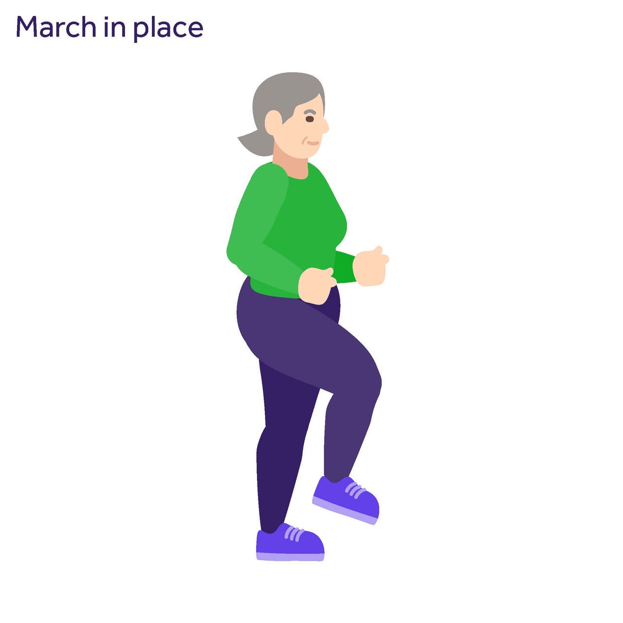 Illustration of a woman marching in place.