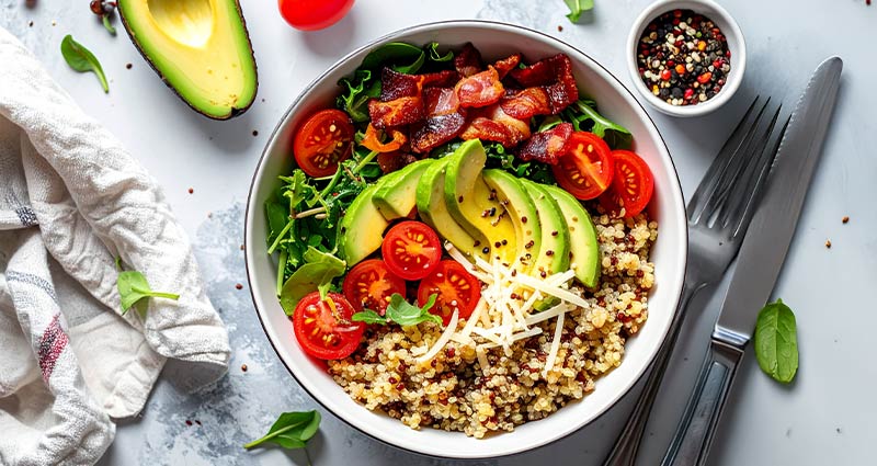 Nutrient dense: BLT greens galore grain bowl