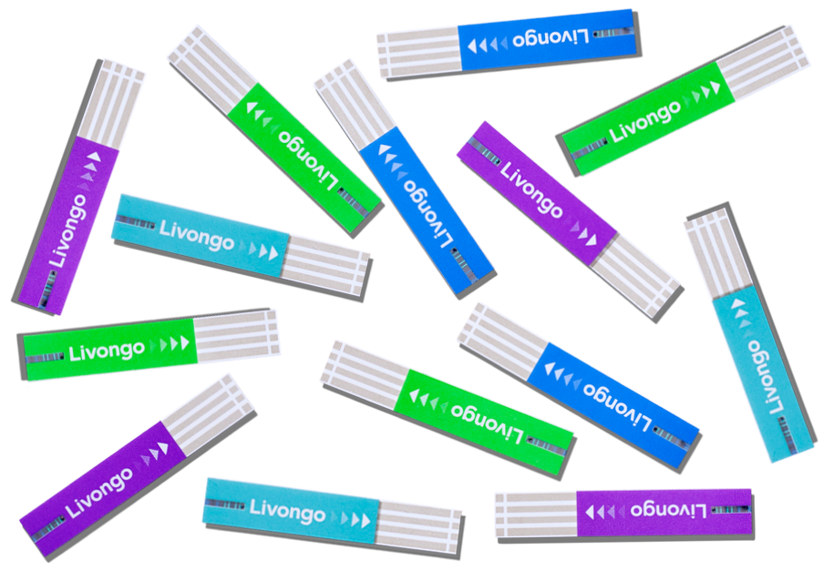 Diabetes test strips with Livongo branding