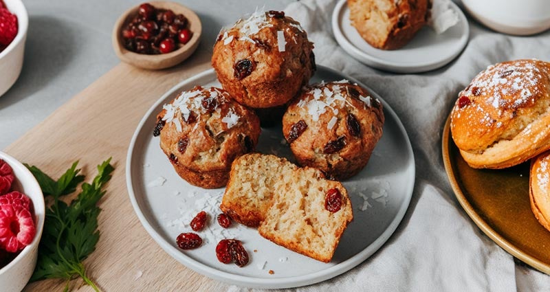 Sweet potato cranberry muffins.