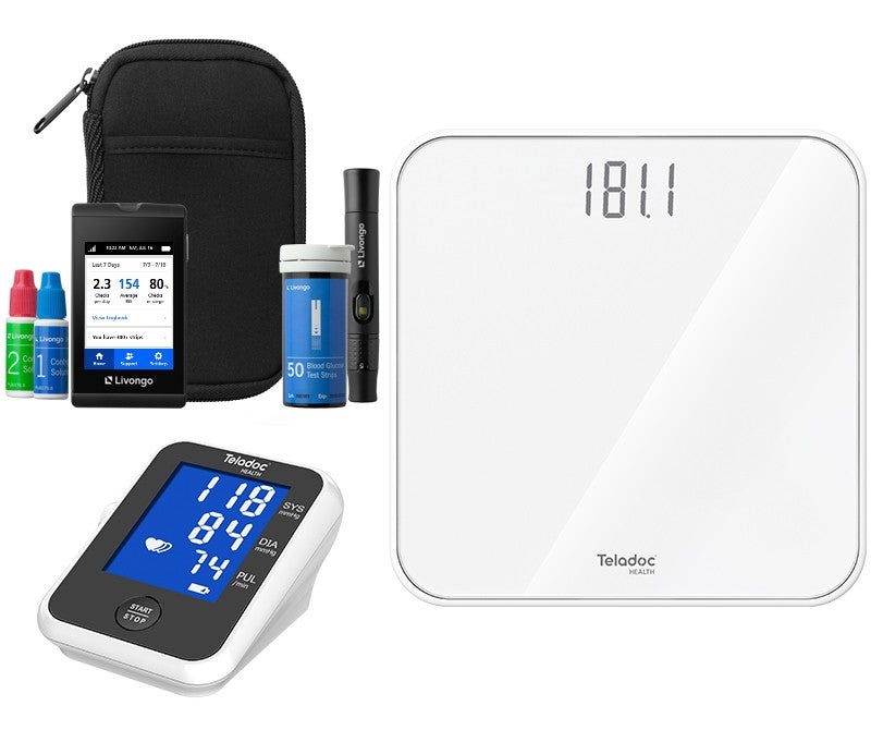  Smart devices, including a weight scale, blood pressure cuff and blood glucose meter.