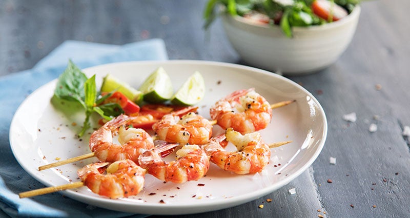 Chili lime shrimp on skewers