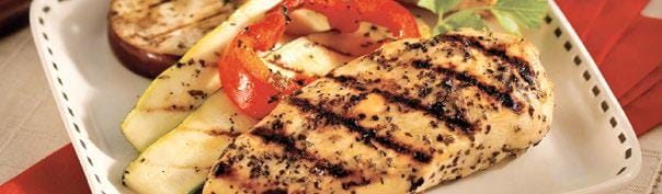 Grilled chicken with vegetables on a plate