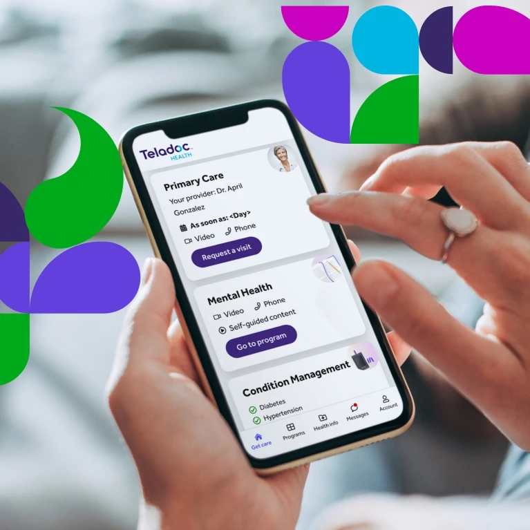 Phone screen showing the Teladoc Health App