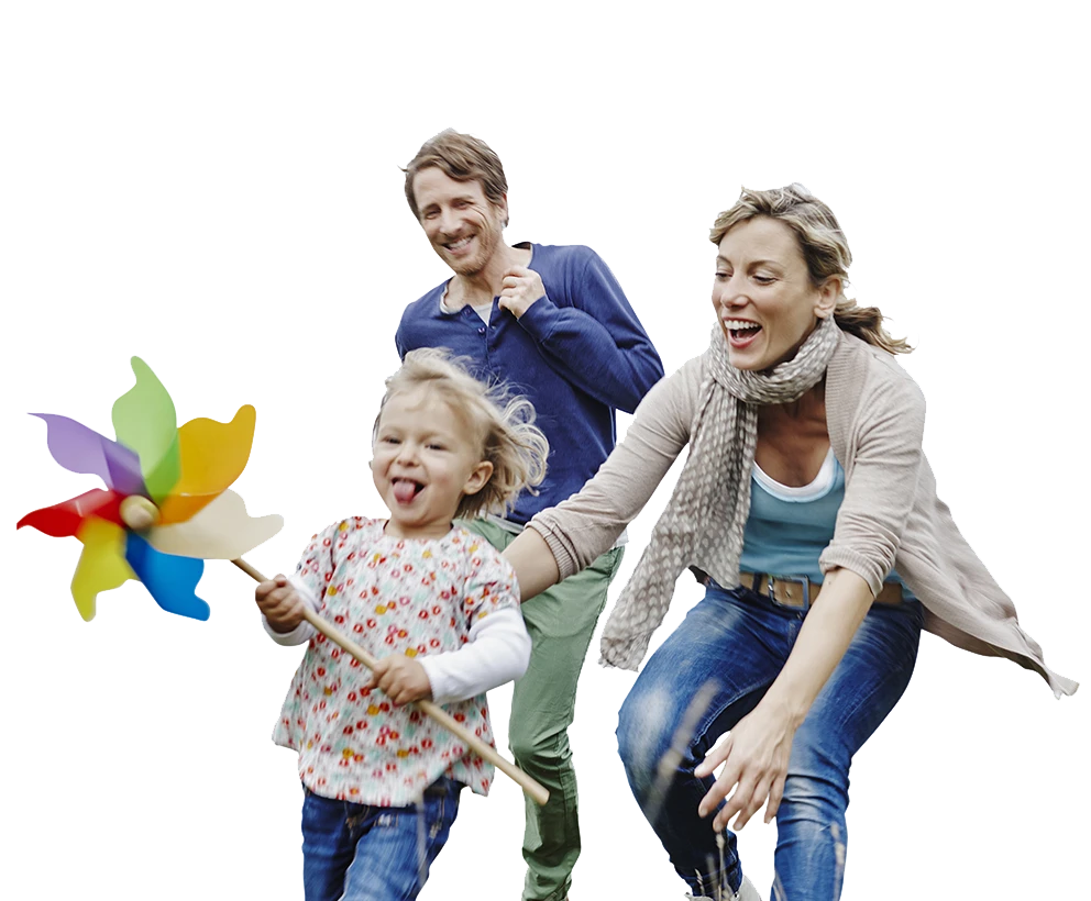 Family enjoying time outside