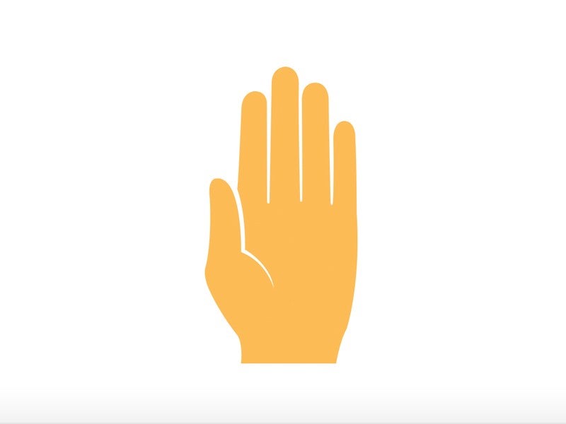 Illustration of a raised hand with fingers extended against a plain white background.