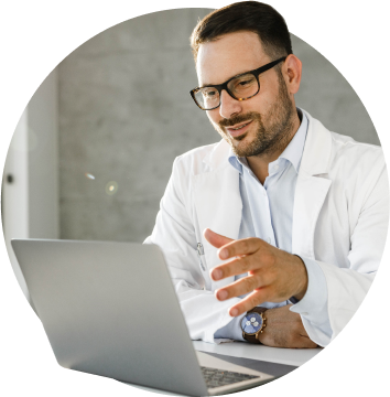 Doctor working on the computer